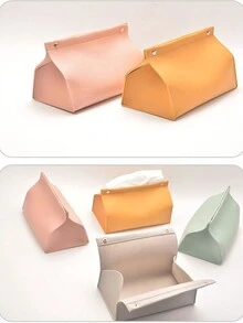 1 件 PU 皮革纸巾盒，简易书桌或客厅纸巾架，家用餐巾收纳 - 彩色 - 查看 8