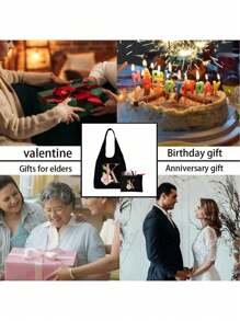 Bộ sản phẩm gồm 1 túi tote màu đen in họa tiết hoa và 1 túi nhỏ màu đen, túi tote in chữ cái A-Z màu hồng in họa tiết hoa + túi đựng mỹ phẩm, túi quà cưới/túi tote cá nhân hóa - màu đen - Xem 5