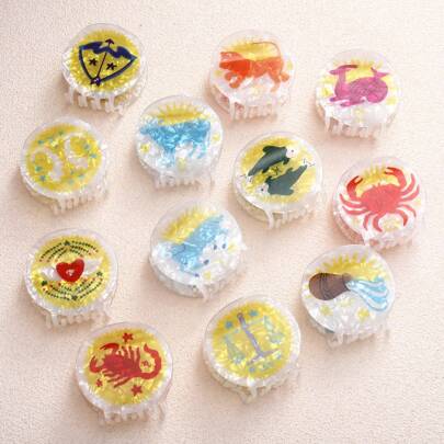 1 Piece Personalized Acrylic Zodiac Printing Birthday Gift Hair Claw Clip Hair Jaw Clip