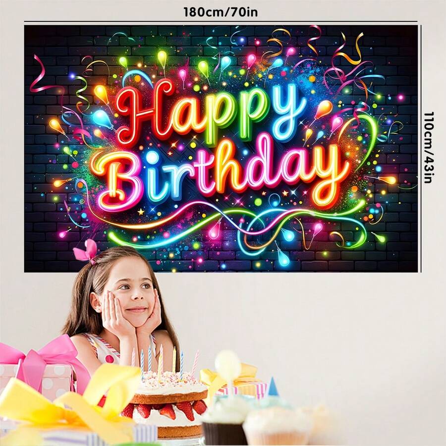 1 cái Banner treo tường trang trí cảnh tiệc sinh nhật vui vẻ, áp phích sinh nhật đầy màu sắc cho không khí lễ hội - màu sắc - Xem 1