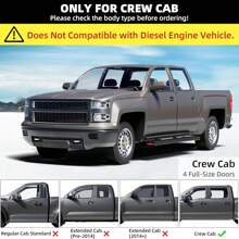 Running Boards [6.5 Inches] Compatible With 2007-2018 Chevy Silverado/GMC Sierra 1500, 2007-2019 2500HD 3500HD Crew Cab(4 Full Size Doors/Gas Engine Only) - Black - View 3