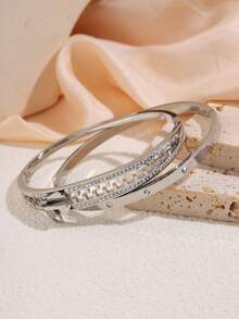 2 chiếc vòng tay bằng thép không gỉ, quà tặng trang sức tinh tế, chống thấm nước và chống mài mòn cho gia đình và bạn bè - Vòng tay dây kéo + kim cương bóng - Xem 13