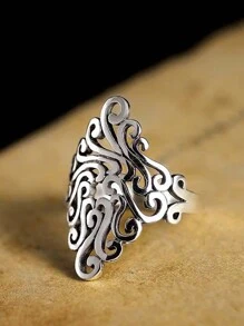 1pc 925 Sterling Silver Vintage Hollow Floral Vine Ring, Christmas Gift For Lover, Suitable For Engagement, Wedding, Daily Wear, Random Box Style - Flower Vine Ring - View 3
