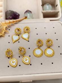 6 Pcs Women's Gold Hoop Earrings,14k Gold Cartilage Earrings Set Allergy Resistant Water Drop Pearl Earrings Delicate Gold Studs Small Gold Huggie Hoop Earrings Women's Fashion Gold Accessories