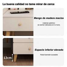Tocador Compacto Moderno Con Espejo Led 7 Cajones Silla 113x40x100cm - Blanco - Ver 6