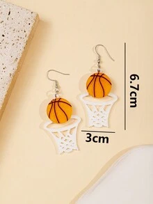 1 Cặp Bông Tai Nối Lưới Bóng Rổ Đính Kim Sa Lấp Lánh Dành Cho Nữ, Bông Tai Phóng Đại Cá Nhân Hóa Cho Nữ, Quà Tặng Tinh Tế Và Đặc Biệt Cho Phụ Nữ - Nhiều màu - Xem 3