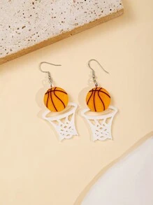 1 Cặp Bông Tai Nối Lưới Bóng Rổ Đính Kim Sa Lấp Lánh Dành Cho Nữ, Bông Tai Phóng Đại Cá Nhân Hóa Cho Nữ, Quà Tặng Tinh Tế Và Đặc Biệt Cho Phụ Nữ - Nhiều màu - Xem 1