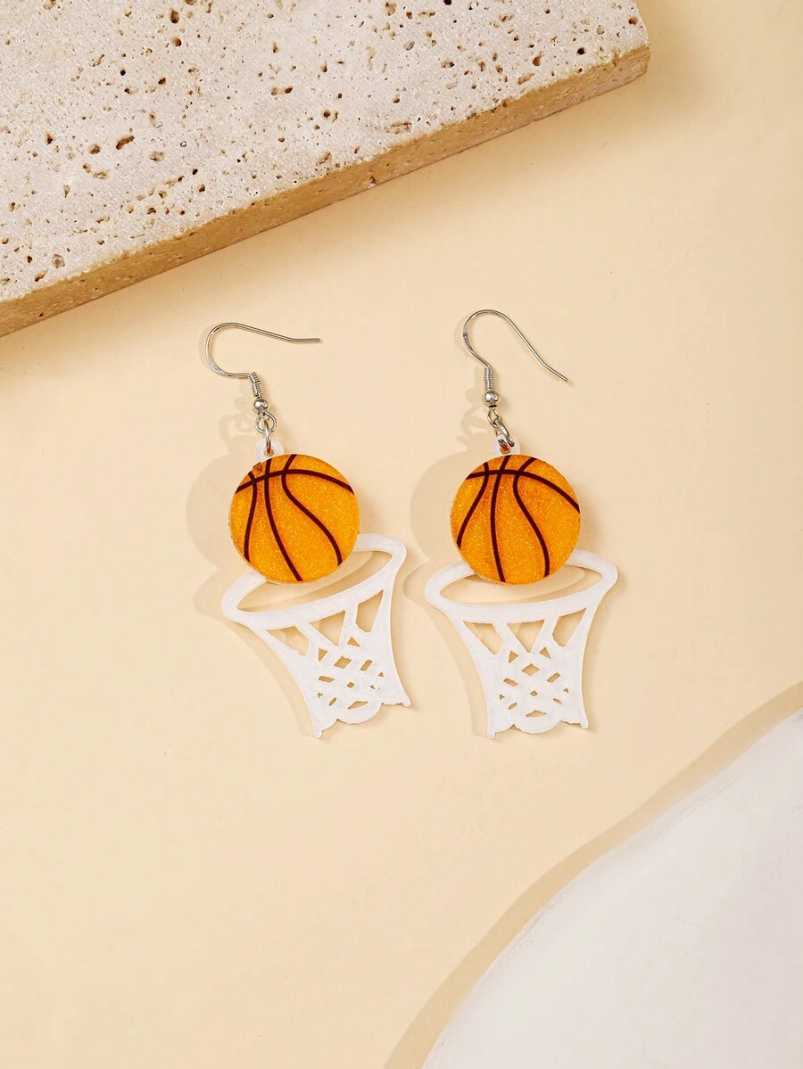 1 Cặp Bông Tai Nối Lưới Bóng Rổ Đính Kim Sa Lấp Lánh Dành Cho Nữ, Bông Tai Phóng Đại Cá Nhân Hóa Cho Nữ, Quà Tặng Tinh Tế Và Đặc Biệt Cho Phụ Nữ - Nhiều màu - Xem 1