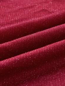 Đầm Maxi Dự Tiệc Sang Trọng Cổ Cao Nửa Tay Dài Hình Chữ V Xếp Ly Màu Đỏ Với Chất Liệu Vải Quyến Rũ, Hẹn Hò, Lãng Mạn, Đám Cưới, Quần Áo Mới Cho Nữ - Đỏ - Xem 7