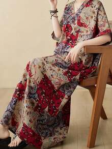 New Summer Casual Loose Beach Dress, Plus Size Boho Dress For Vacation - Mocha Brown - View 3