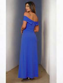 Bridesmaid Party Dress For Guests Without Shine 09 In Crepe Mermaid Olive Lilac Terracotta Mint Emerald Serenity Rose Marsala Black Fuchsia And More Colors - Màu xanh lam - Xem 2