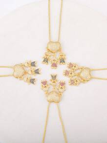 1 件情人节彩色方晶锆石 18k 镀金铜材质 3 男孩和女孩吊坠项链，优雅珠宝礼物，适合情人节、妈妈、母亲、母亲节、礼物 - 金色 - 查看 11