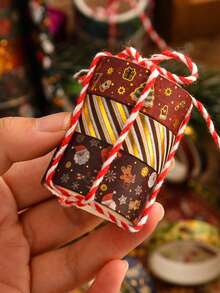 6 卷/盒，复古圣诞和纸胶带套装 - 独特的烫金圣诞图案贴纸卷，用于剪贴簿装饰学生文具装饰胶带礼品包装装饰必需品 - 纸质材料，易于使用 - 彩色 - 查看 9