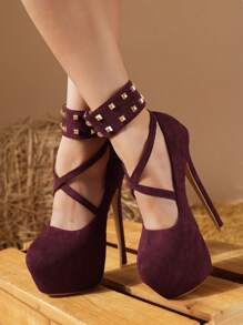 Giày cao gót gợi cảm 16CM cho nữ, Giày nữ đi tiệc, Giày nữ đa năng cho tiệc tùng, Giày cao gót siêu cao cỡ 34-45, Giày cao gót mỏng, Giày nữ cỡ lớn chống nước - Đỏ - Xem 3