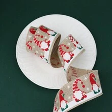 1 pièce - Ruban avec motif d'homme âgé sans visage créatif, nœud DIY, accessoire de décoration pour sapin de Noël, décorations et accessoires de Noël