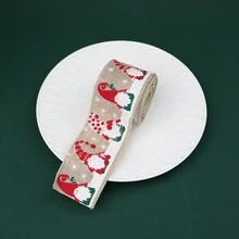 1 pièce - Ruban avec motif d'homme âgé sans visage créatif, nœud DIY, accessoire de décoration pour sapin de Noël, décorations et accessoires de Noël