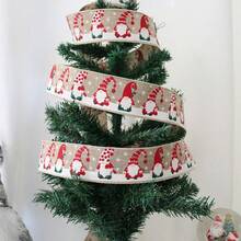 1 pièce - Ruban avec motif d'homme âgé sans visage créatif, nœud DIY, accessoire de décoration pour sapin de Noël, décorations et accessoires de Noël