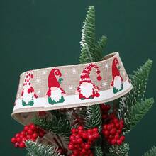 1 pièce - Ruban avec motif d'homme âgé sans visage créatif, nœud DIY, accessoire de décoration pour sapin de Noël, décorations et accessoires de Noël