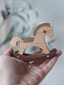 1 件胡桃木桌面摇马雕像，可爱的童年快乐，理想的礼物 - 彩色 - 查看 1