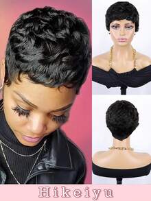 精灵短发假发 女士短卷发假发 女士卷发非洲式假发 真人发假发 - 自然色&黑色系 - 查看 1