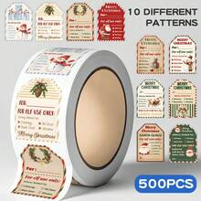 1 Cuộn/500 Miếng Dán Trang Trí Giáng Sinh, Thích Hợp Cho Máy Tính Xách Tay, Điện Thoại, Phong Bì, Quà Tặng Và Đồ Chơi - Nhiều màu - Xem 1