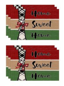 1 件/4 件/6 件圣诞冬季餐垫、圣诞车、冬青树花瓶麋鹿亚麻餐垫、防污餐垫，适用于家庭、餐厅、餐桌装饰、家居用品