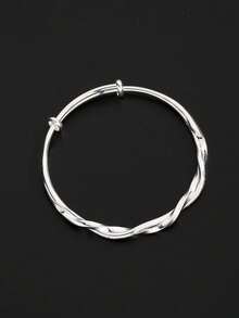 1 chiếc vòng tay kim loại Mobius Loop tối giản thanh lịch dành cho phụ nữ, thích hợp cho hàng ngày, tiệc tùng, tiệc khiêu vũ, quà tặng ngày lễ, phụ kiện trang trí thời trang chất lượng cao cấp - Bạc - Xem 2