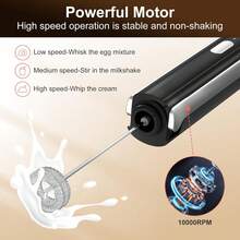 牛奶起泡器 可充电手持式泡沫机 适用于咖啡 3 级可调节 可悬挂 可折叠 搅拌器 - 棕色 - 查看 6