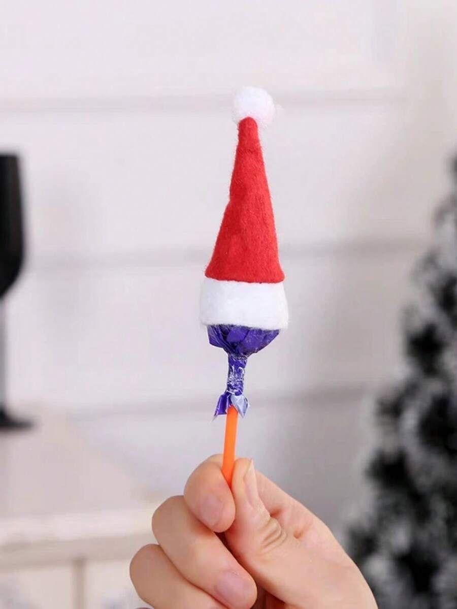 10pcs NonWoven Fabric Mini Santa Hat, Christmas Envelope, Tree Hang