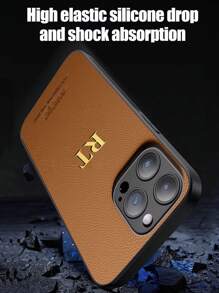 1 件棕色定制手机壳，个性化 DIY 26 个字母，烫印工艺，皮革质感高级简约手机壳，防摔 4 面保护，保护相机，送给情侣、朋友、家人和自己的节日礼物。兼容 iPhone 16/15/14/13/12/11 Pro Max 和 Galaxy A55 A54 A53 A52 A51 S20 S21 S22 S23 - 棕色 - 查看 3