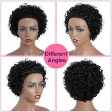 Tóc giả cắt pixie phía trước ren CUEKI 6 inch với tóc người xoăn ngắn 13X1 HD cho phụ nữ - Tự nhiên & Đen - Xem 3