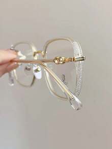 1 chiếc kính kim loại gọng vuông phong cách Hàn Quốc, trang trí bằng đá giả, kính cận, thời trang, nhiều màu sắc cho nam và nữ - Trong sáng - Xem 11