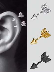 1 件装不锈钢箭头设计尖刺软骨耳环箭头杠铃穿孔女士身体首饰 - 如圖 - 查看 1
