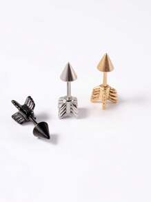 1 件装不锈钢箭头设计尖刺软骨耳环箭头杠铃穿孔女士身体首饰 - 如圖 - 查看 3