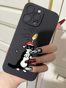 1 个有趣的蜡烛猫防摔防滑黑色手机壳/保护套，适用于 iPhone、Honor、Redmi、Galaxy、 - 黑色 - 查看 2