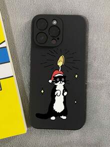 1 个有趣的蜡烛猫防摔防滑黑色手机壳/保护套，适用于 iPhone、Honor、Redmi、Galaxy、 - 黑色 - 查看 3