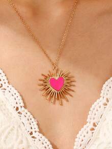 1 件新款时尚多彩大号荆棘爱心吊坠项链适合女性日常佩戴、休闲百搭粗款珠宝 - 34030098 - 查看 3