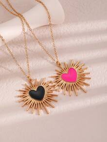 1 件新款时尚多彩大号荆棘爱心吊坠项链适合女性日常佩戴、休闲百搭粗款珠宝 - 34030098 - 查看 2