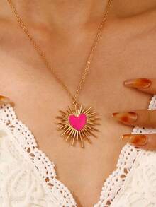 1 件新款时尚多彩大号荆棘爱心吊坠项链适合女性日常佩戴、休闲百搭粗款珠宝 - 34030098 - 查看 5