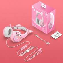 ONIKUMA K9 有线耳机带 RGB 灯灵活高清麦克风 3.5 毫米游戏耳机电脑耳机适用于 PC 游戏玩家 PS4 - 粉色 - 查看 7