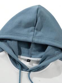 Men Fashion Colorblock Letter Print Hoodie Sweatshirt, Autumn/Winter