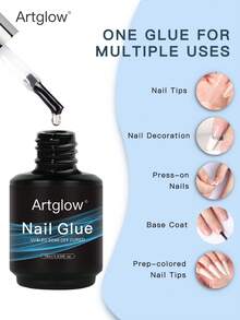 Artglow 18ml 超强指甲胶（带刷子） - 不含酒精，持久粘合剂，适用于按压指甲和假指甲，丙烯酸凝胶粘合剂 - 無色 - 查看 5