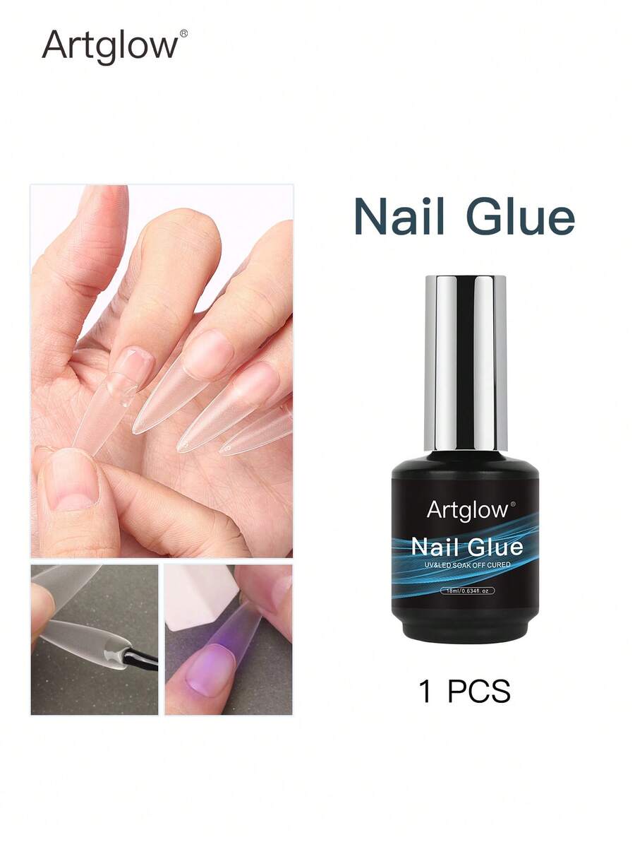 Artglow 18ml 超强指甲胶（带刷子） - 不含酒精，持久粘合剂，适用于按压指甲和假指甲，丙烯酸凝胶粘合剂