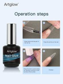 Artglow 18ml 超强指甲胶（带刷子） - 不含酒精，持久粘合剂，适用于按压指甲和假指甲，丙烯酸凝胶粘合剂 - 無色 - 查看 7