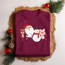 Women's Christmas T-Shirt Santa Claus Playground And Reindeer Personalized Party - Màu Tím - Xem 1