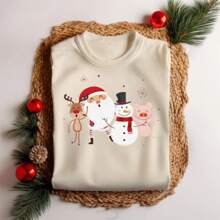 Women's Christmas T-Shirt Santa Claus Playground And Reindeer Personalized Party - Màu Tím - Xem 2