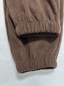 1pc Tween Boys Casual Outdoor Exercise Multi-Pocket Fleece Joggers, Autumn/Winter - Coffee Brown - View 6