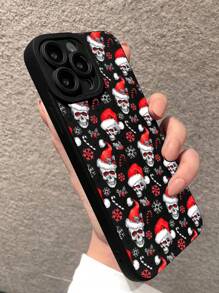 Etui na telefon z czaszką i świątecznym kapeluszem kompatybilne z iPhonem - Wielokolorowe - Zobacz 2