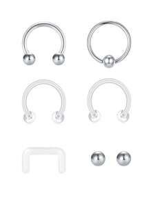 AVYRING 5PCS Septum Rings 16G Septum Jewelry Stainless Steel Septum Piercings Horseshoe Helix Daith Tragus Lip Rings Nose Hoop Hinged Seamless Septum Piercing Jewelry For Women Men