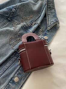 Wholesale Fashion Women 2025 New Arrival High-End Burgundy Makeup Bag Case Mini Shoulder Crossbody Bag, Fashionable Burgundy Bag , Red Bag , Burgundy Bag - Burgundy - View 9